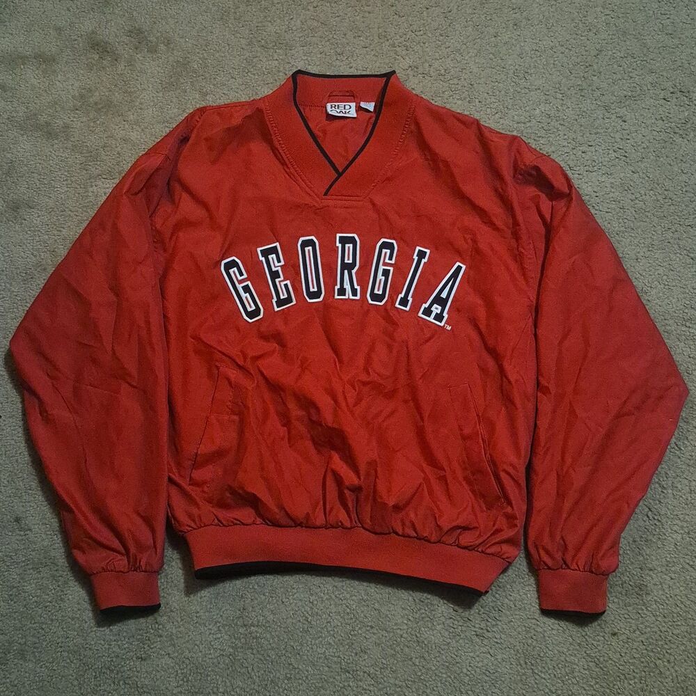 Vintage Georgia Bulldogs Red Oak Pullover Men's Size Medium Windbreaker Y2K